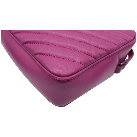 YVES SAINT LAURENT Lou Chevron Leather Camera Crossbody Bag Pink - Picture 9 of 12